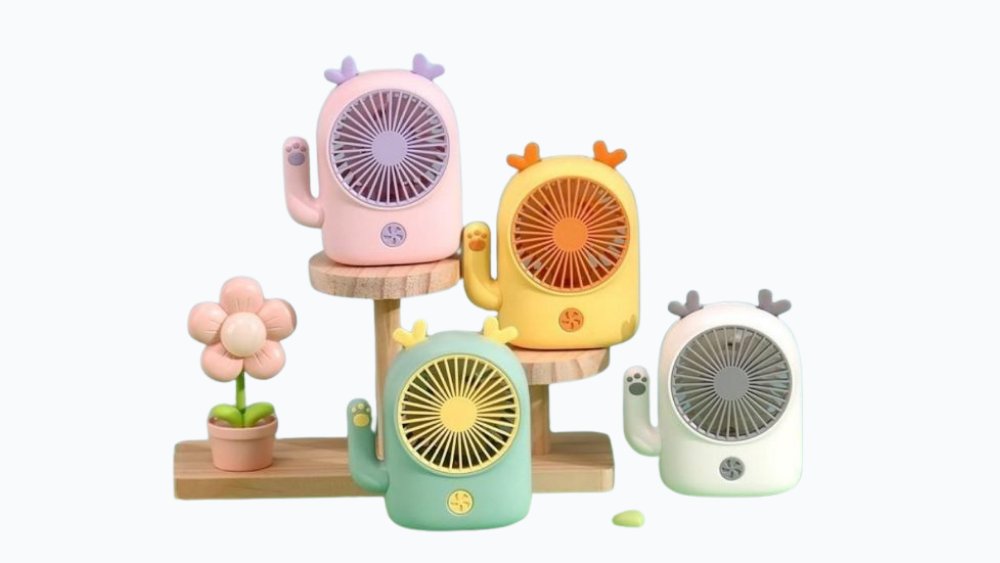 🌸 Mini Cute White Desktop Fan
