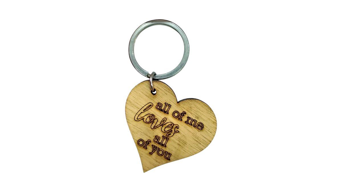 Wooden Heart Keychain – Romantic Gift with Love Quote