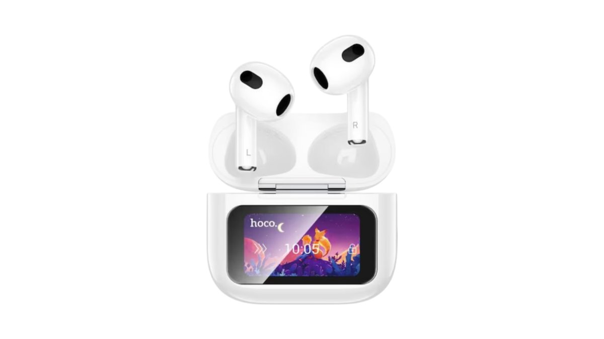 🎧 Hoco EW81 Colorful LCD Touch Screen TWS Earphones – White