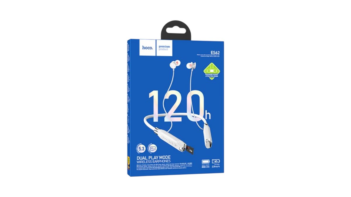 🎧 Hoco ES62 Wireless Earphones – 120 Hours Dual Play Mode (White)