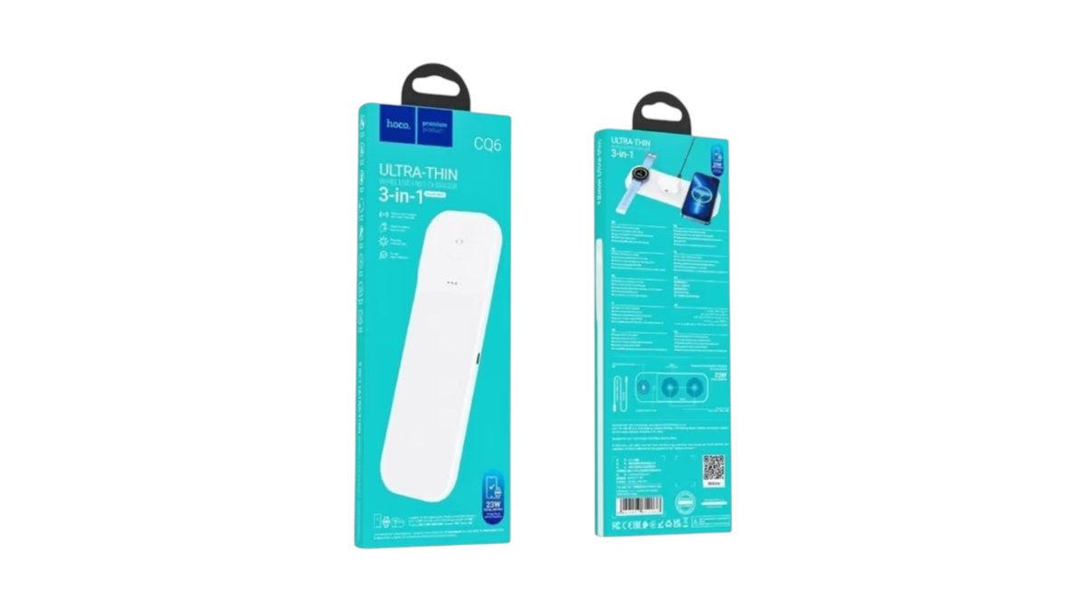 ⚡ Hoco CQ6 Ultra-Thin 3-in-1 Wireless Fast Charger – 23W (White)