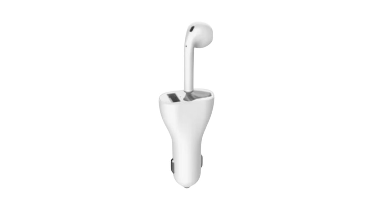 Bluetooth Earbud with Car Charger Dock – White