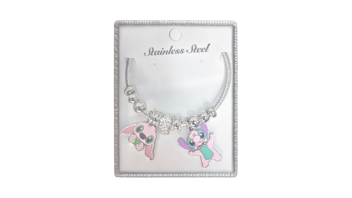 💖 Pandora Bracelet – Stitch & Angel (Pink Edition)