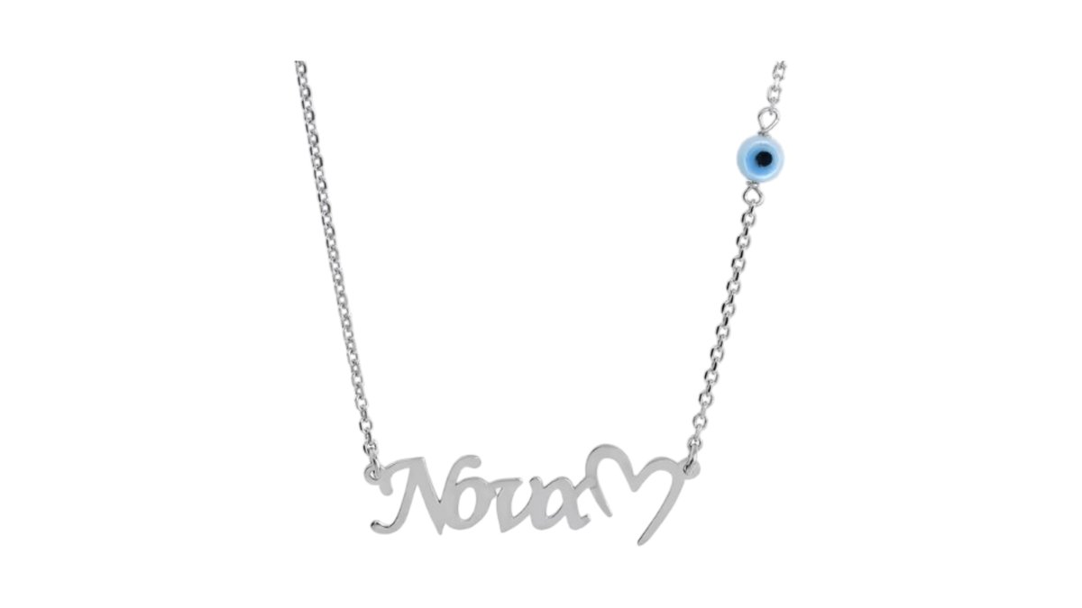 “Nona” Silver Stainless Steel Necklace with Evil Eye & Heart Design