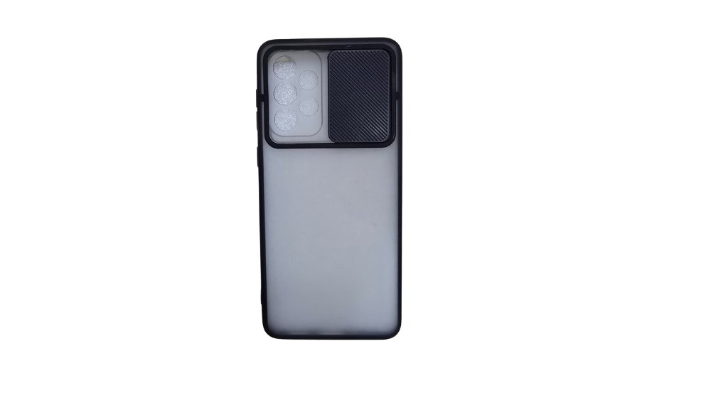 Black Privacy Camera Cover Case for Samsung A73 – Matte Back with Slide Lens Protector