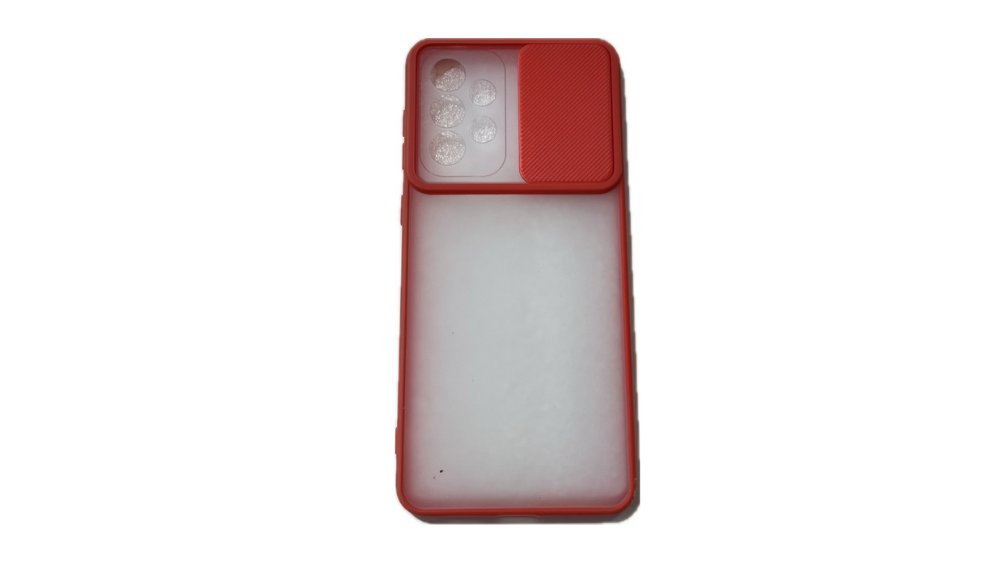Red Privacy Camera Cover Case for Samsung A73 – Matte Back with Slide Lens Protector