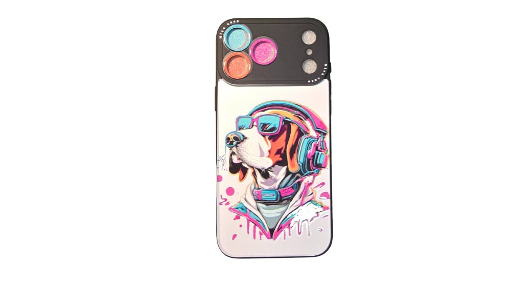 Cool Dog – iPhone 17 pro max Case with Glitter Camera Protectors