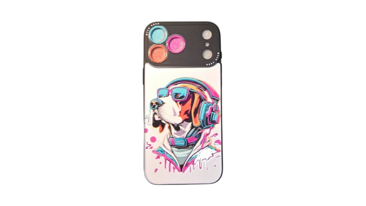 Cool Dog – iPhone 17 pro Case with Glitter Camera Protectors