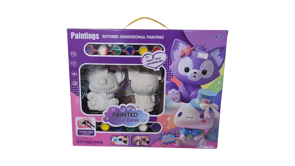 🎨 3D Paint Your Own Piggy Bank – Painting Craft Kit Kuromi&Stitch| Ages 6+
