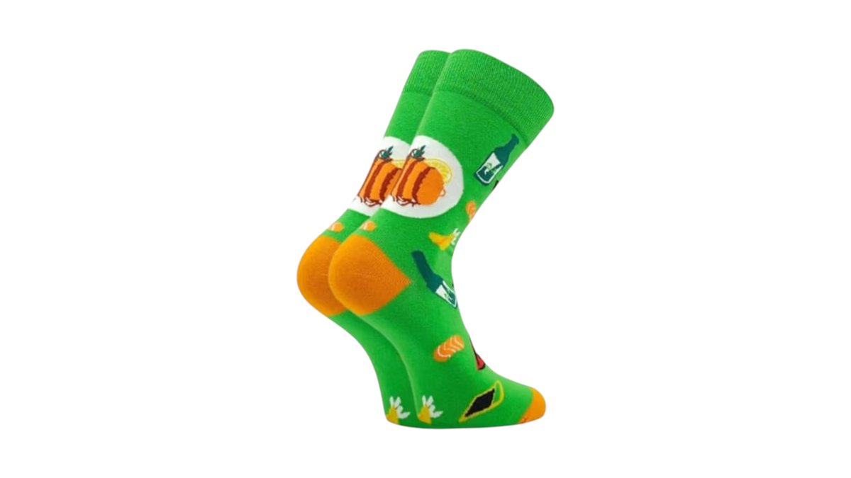 Green socks with food