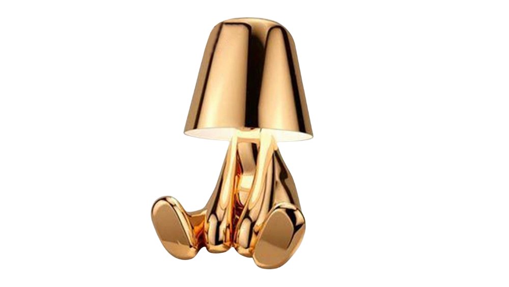 Modern Sitting Figure Lamp – Metallic gold