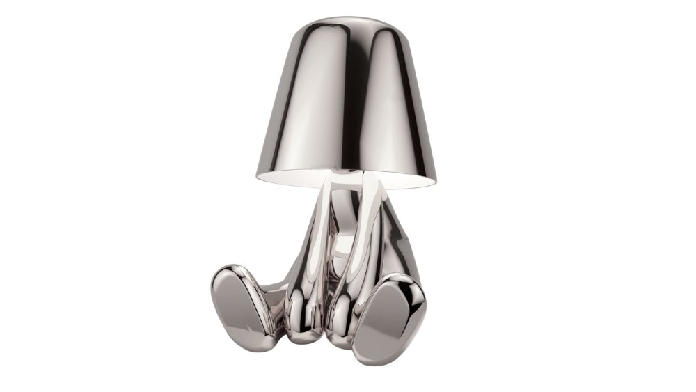 Modern Sitting Figure Lamp – Metallic Silver