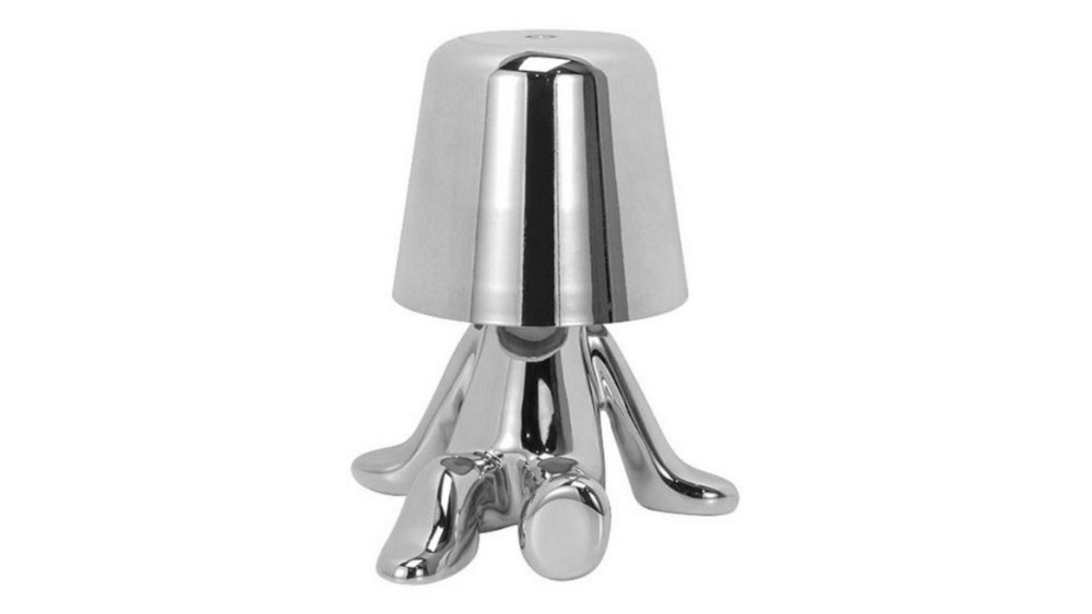 Modern Sitting Figure Lamp – Metallic Silver