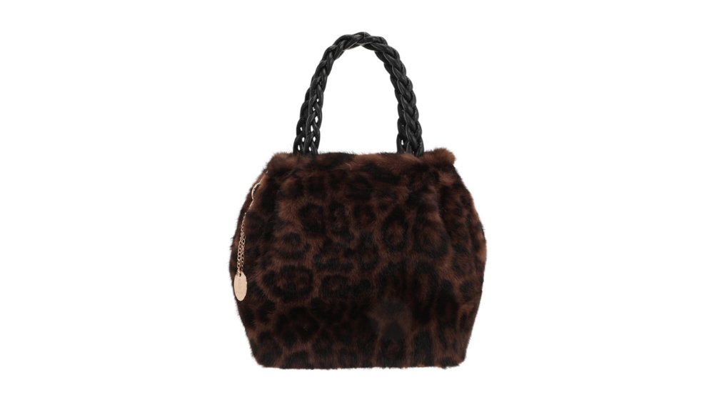Faux Fur Leopard Handbag – Dark Brown