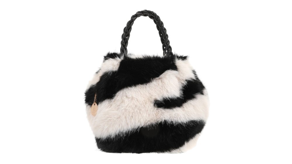 Striped Faux Fur Handbag – Black & White | Bold, Cozy & Trendy