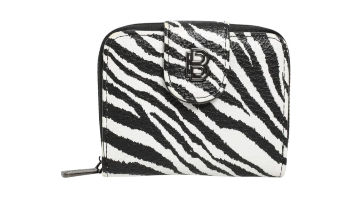 Women’s Compact Faux Leather Wallet Black Zebra