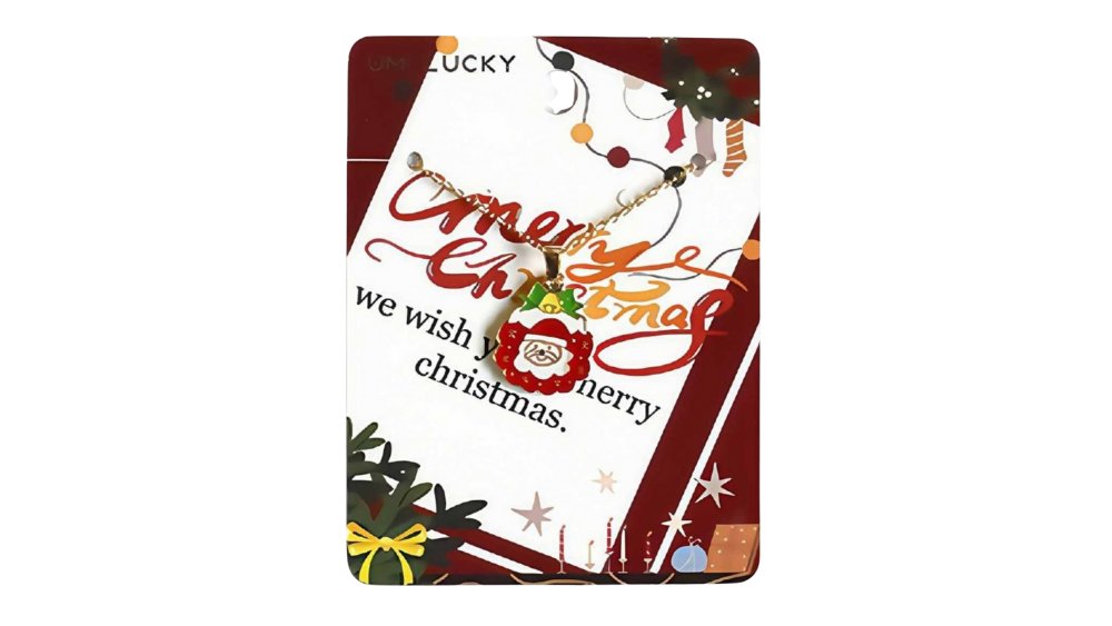 Santa Wreath Christmas Necklace