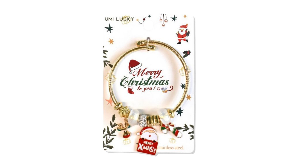 . Christmas Charm Bracelet – Merry Xmas Santa & Candy Cane