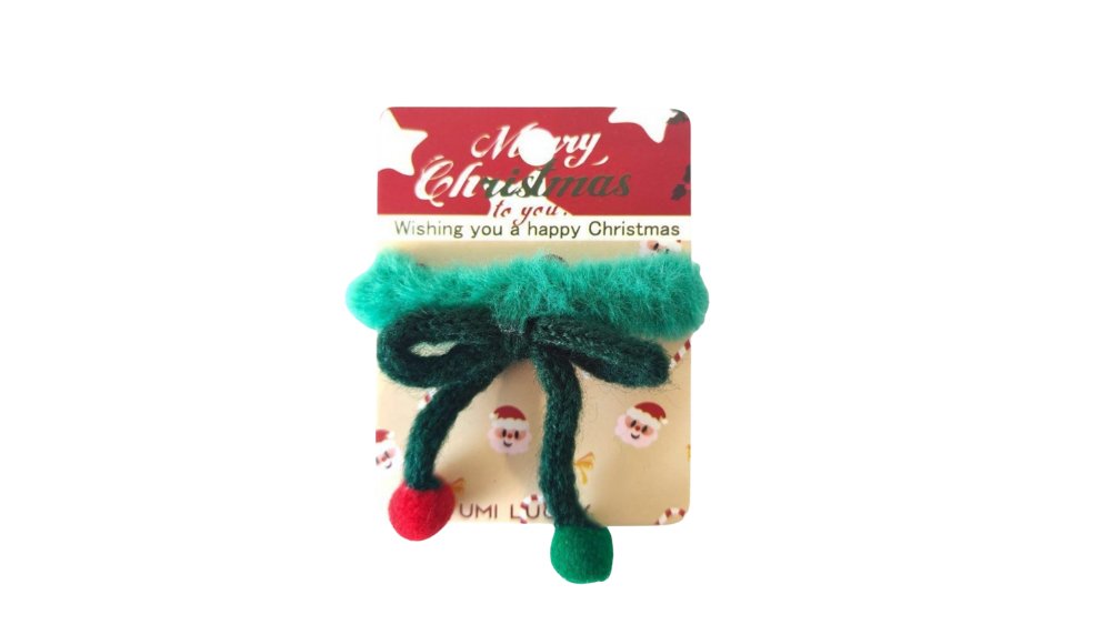 Christmas Fuzzy Bow Hair Clip with Pom-Poms