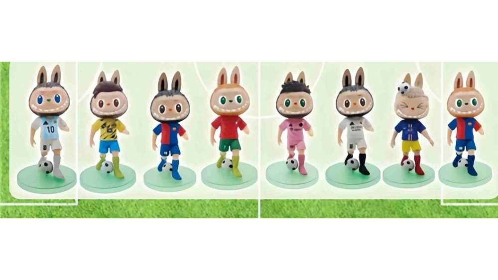 Labubu Footballers blind box with cards and small figure