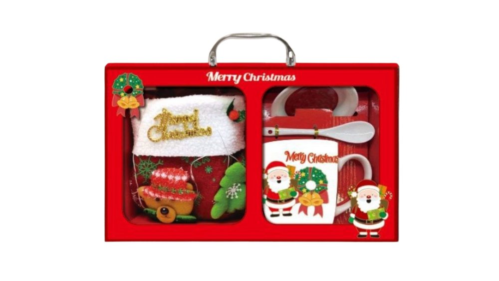 Santa Sock Christmas Gift Set – Mug, Spoon & Festive Sock