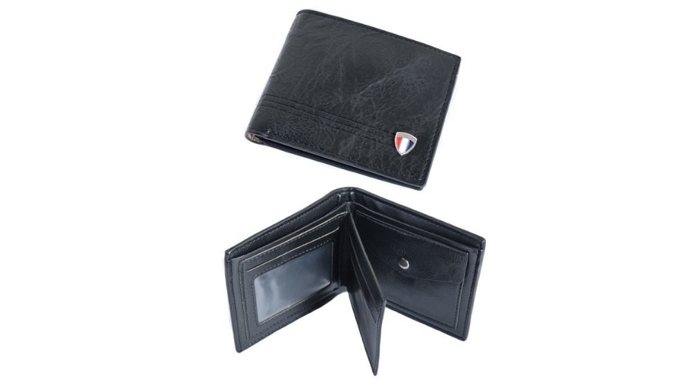 Men’s Classic Black Look-Leather Wallet with Coin Pocket & Multi-Card Organizer