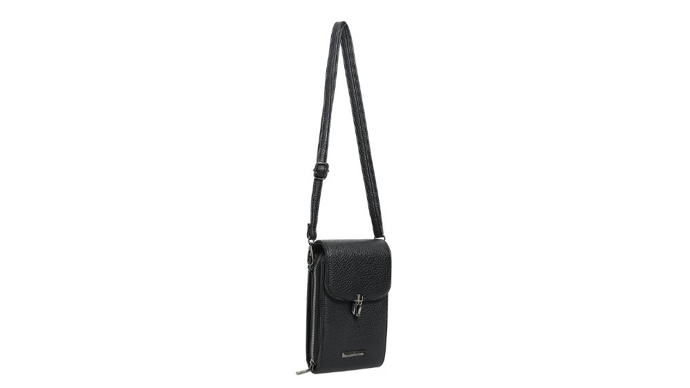 Minimal Faux Leather Crossbody Phone Bag – Black | Adjustable Strap