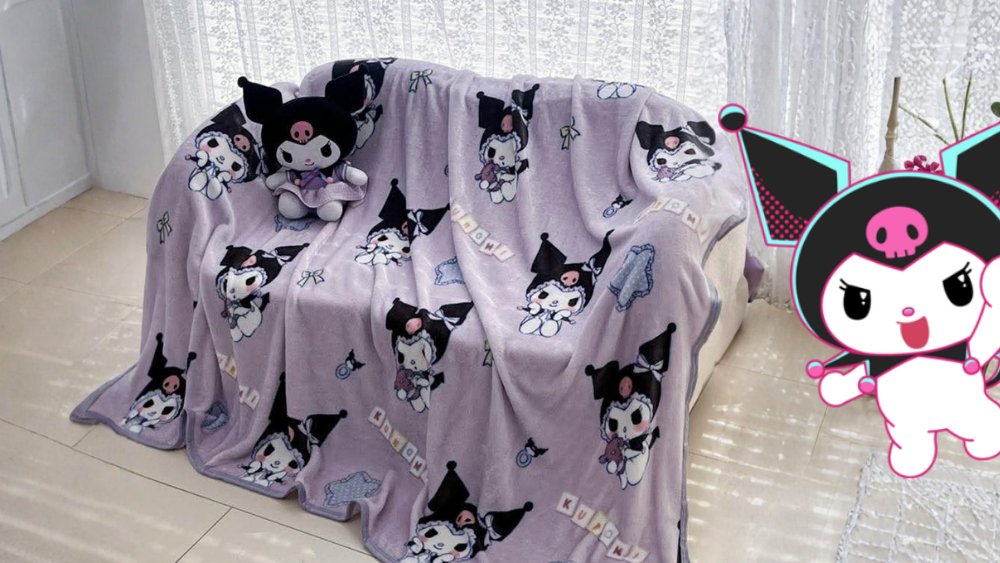 Kuromi Kawaii Fleece Blanket