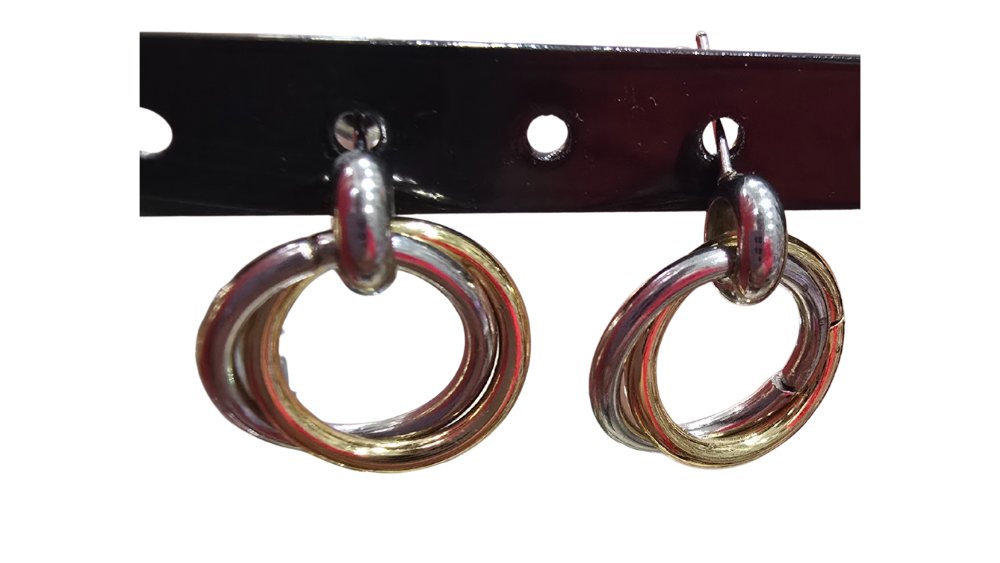 Two-Tone Triple Ring Hoop Earrings