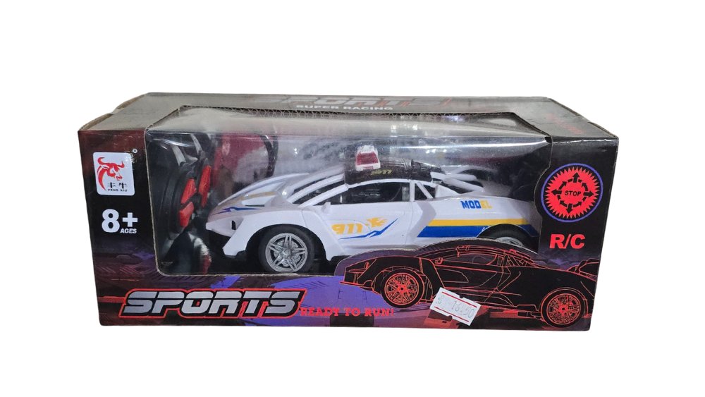 RC Police Sports Car – White | Ready to Run