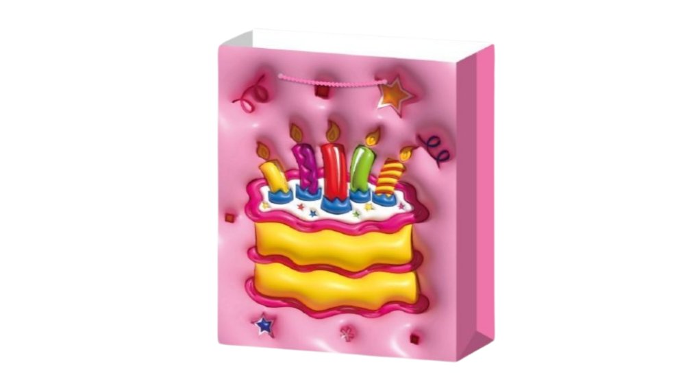 Gift bag Pink with Birthday Cake