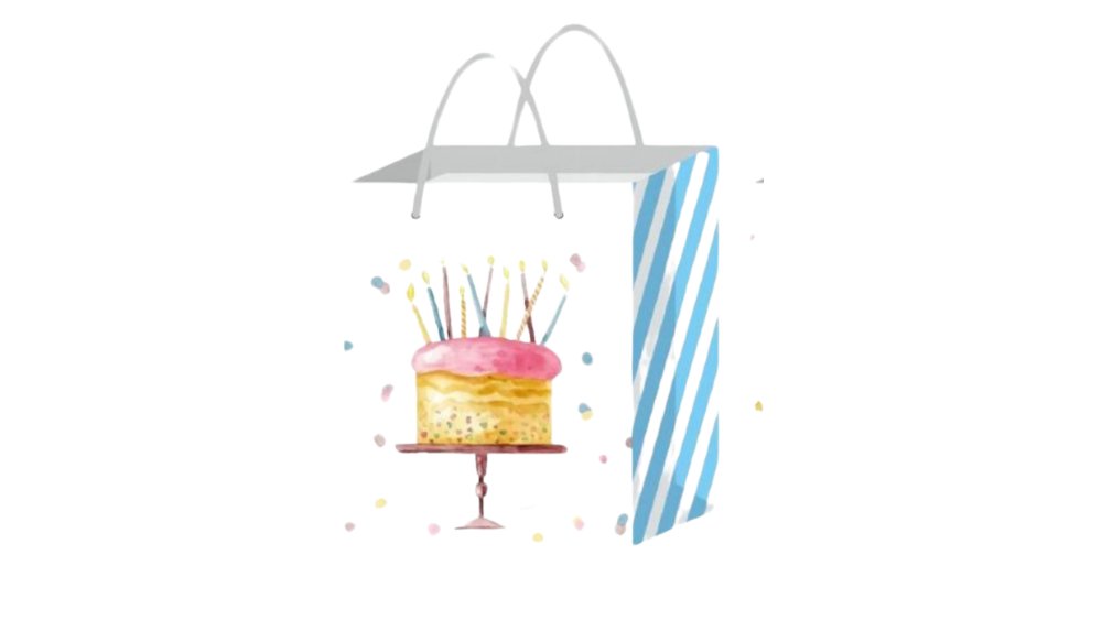 Small Gift bag blue with birthday cake