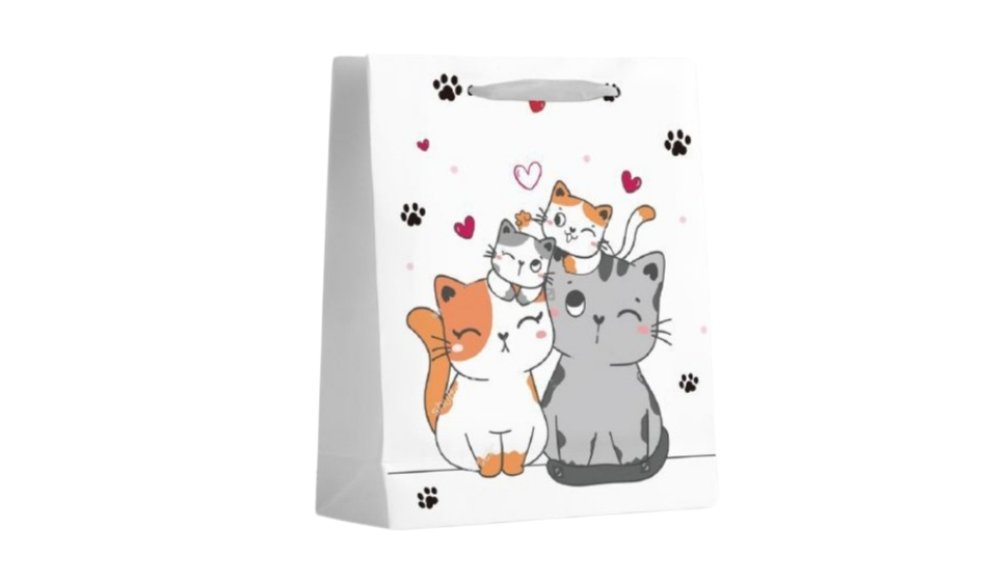 Gift bag white with cute cats