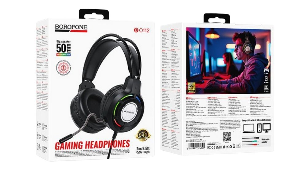 . 🎮 BOROFONE Gaming Headphones — Black RGB