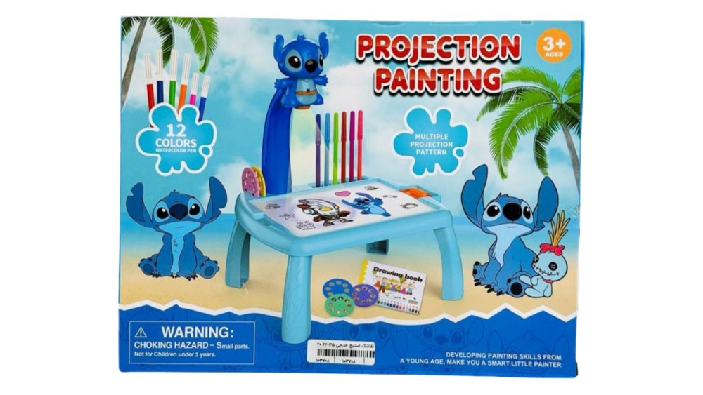 Stitch Drawing Projector Table Set with 12 Colors – Creative Painting Toy – Ages 3+