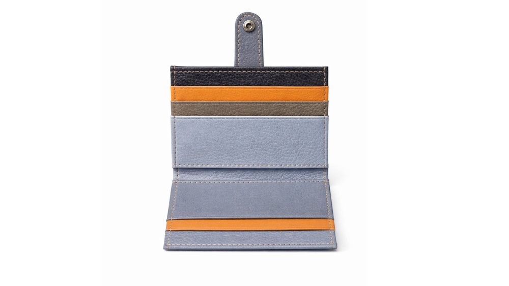 Genuine Leather Multi-Color Card Wallet with Snap Closure