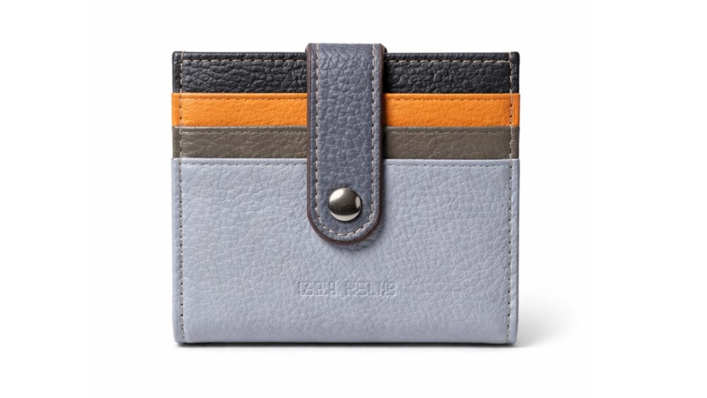 Genuine Leather Multi-Color Card Wallet with Snap Closure