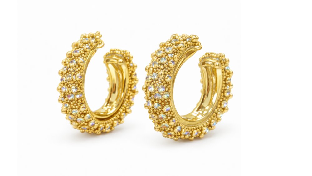 Crystal Pavé Stainless Steel Hoop Earrings – Multicolor Collection