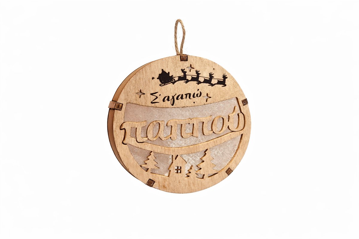 Wooden Ornament Sagapo Pappou with led light