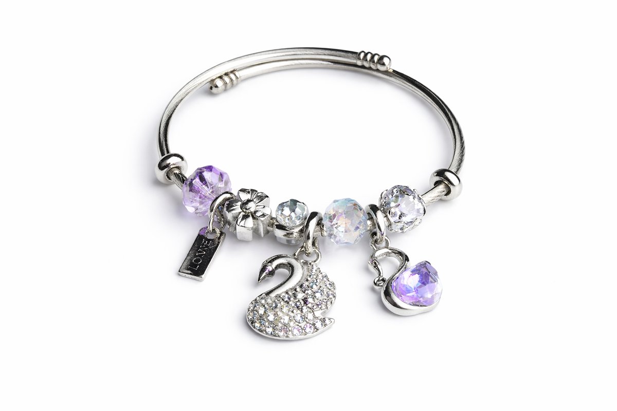 💫 Pandora Style Bracelet –Purple Swan