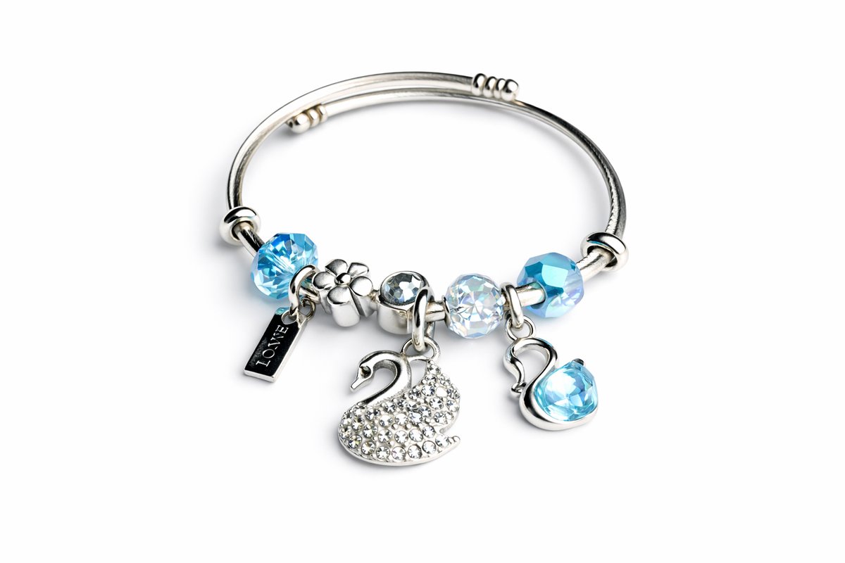 💫 Pandora Style Bracelet –Light blue Swan