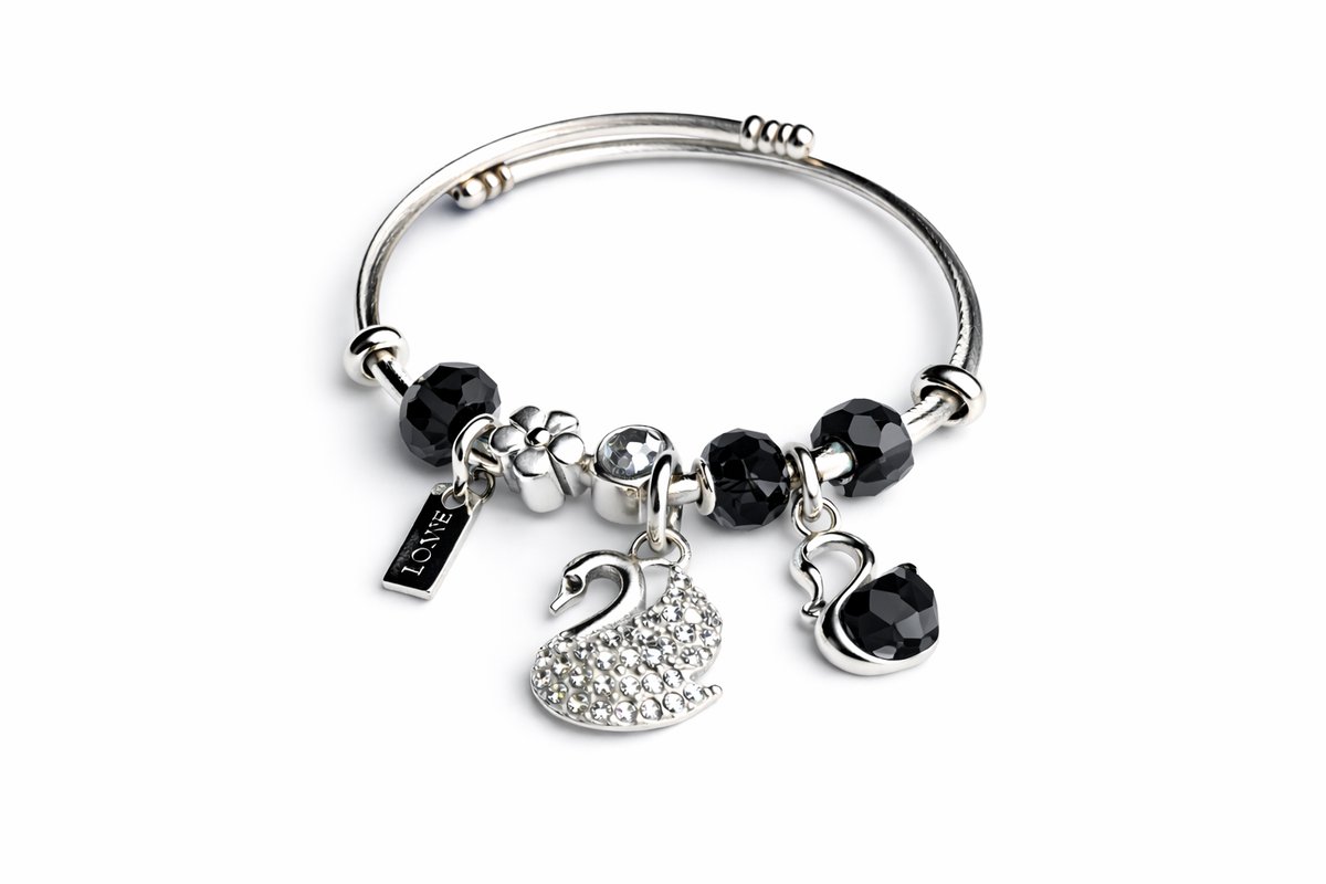 💫 Pandora Style Bracelet –Black Swan