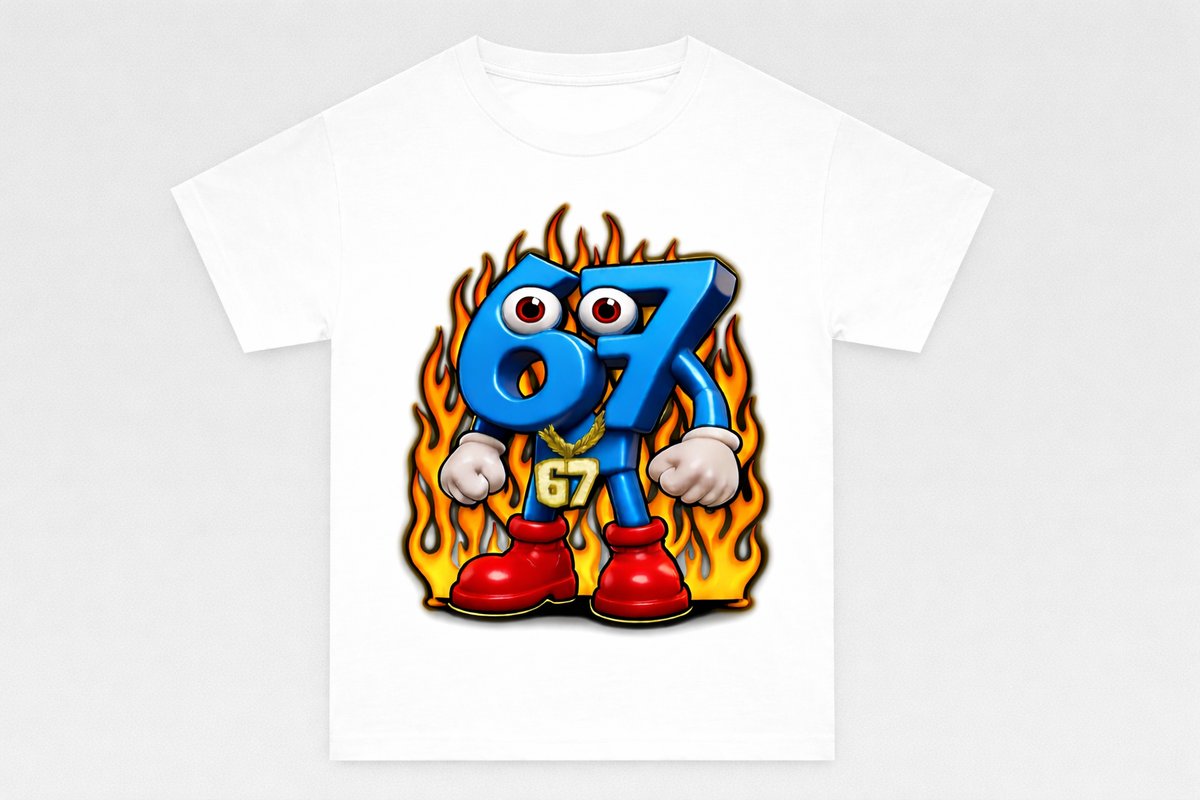 Viral Six Seven T-shirt 3-4 Size white