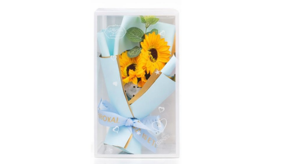 Light Blue Eternal Sunflower Bouquet in Gift Box