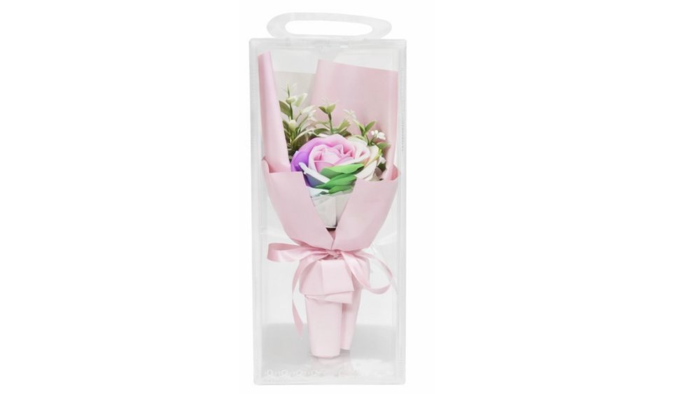 Pink Rainbow Rose Bouquet in Clear Gift Box
