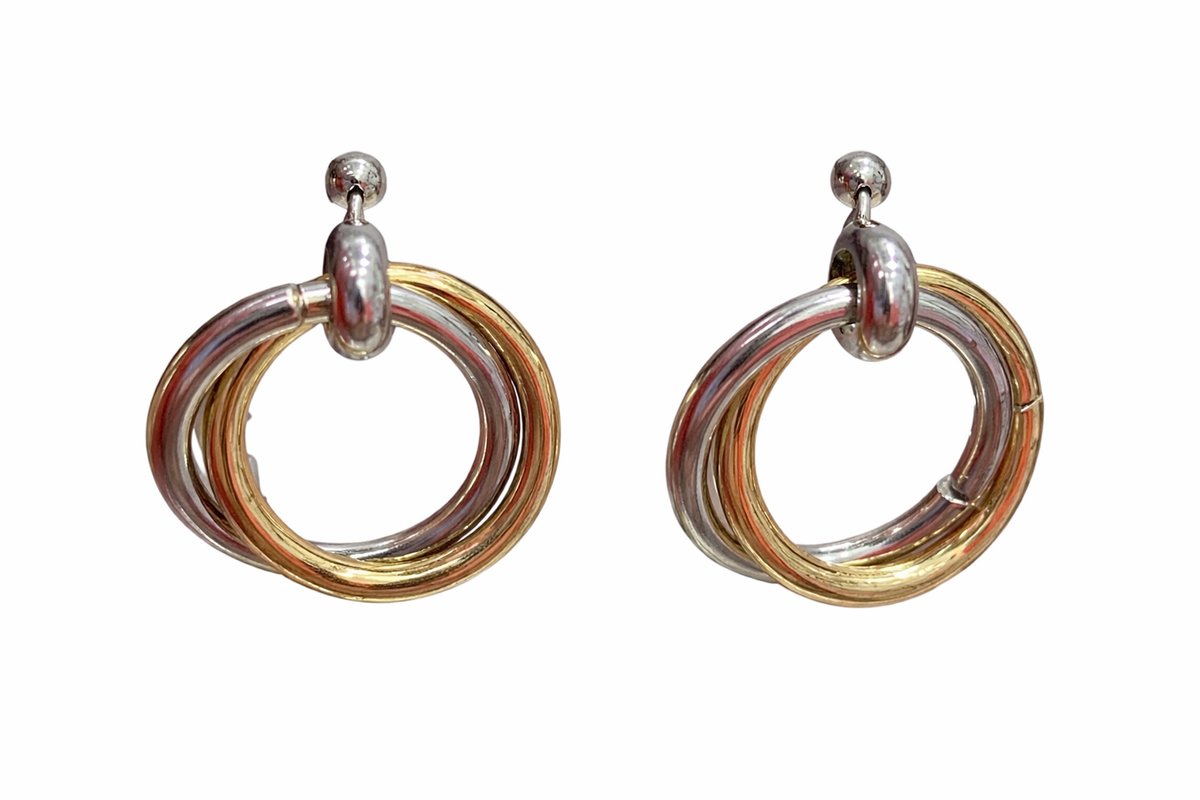 Two-Tone Triple Ring Hoop Earrings