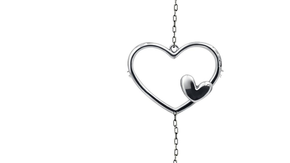 Elegant Double Heart Silver Necklace