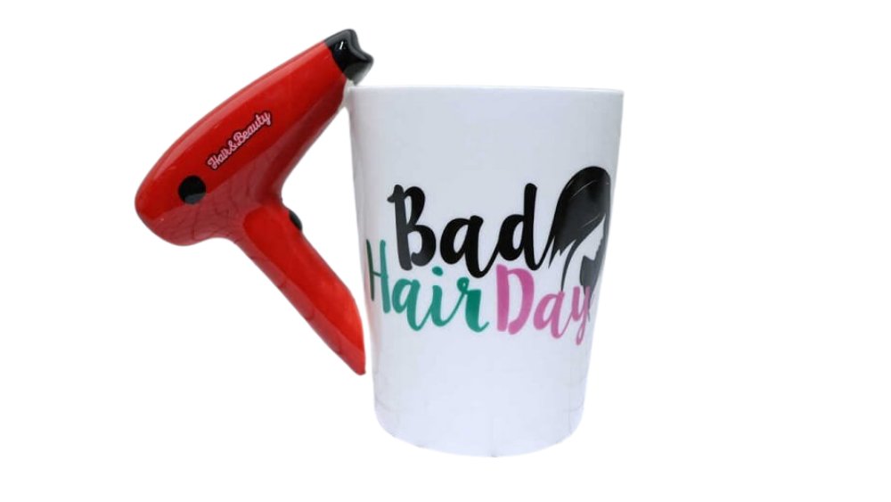 Bad Hair Day” Mug with Hairdryer Handle