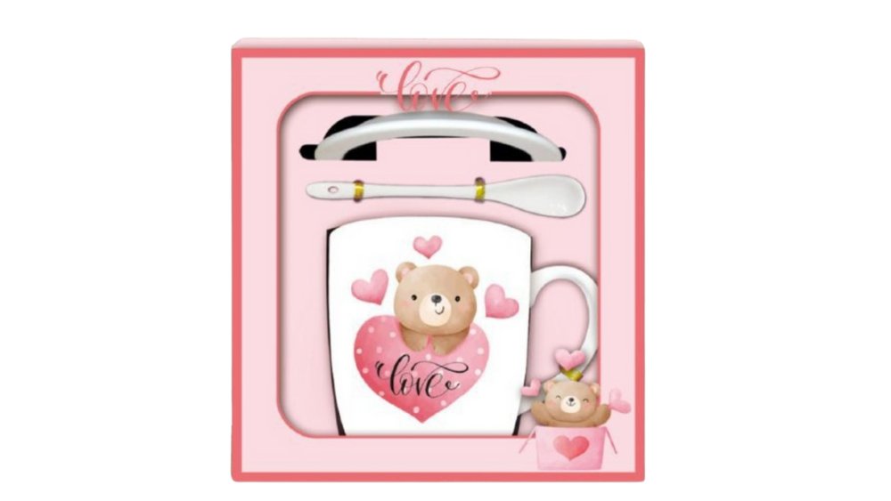 Bear Love Mug Gift Set with Spoon & Lid