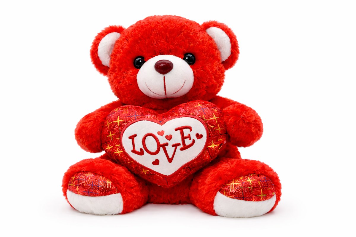 Red Plush Teddy Bear with Glitter Heart “LOVE” 40cm
